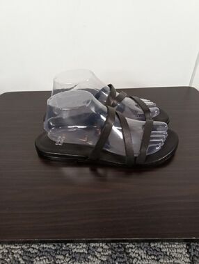 Eileen Fisher Kira Tumble Leather Black Sandals Comfy Vacation Resort Womens 9